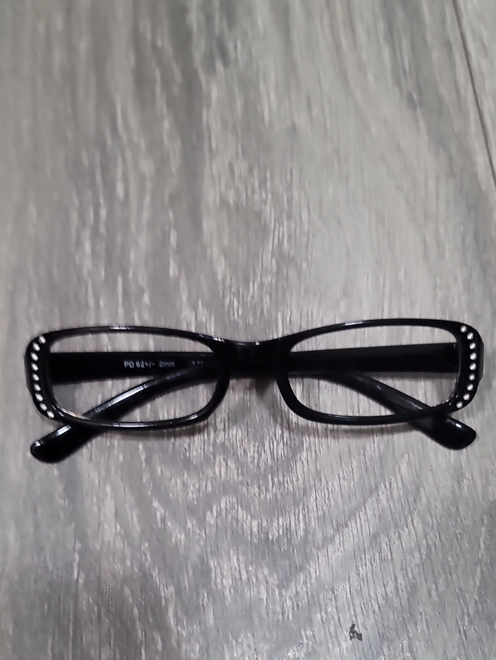 Fashion Crystal Black Rectangular Eyeglasses - No Lens - Picture 1 of 4
